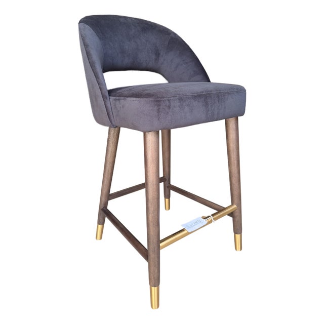Sunpan Modern Home Black Velvet Counter Stool For Sale