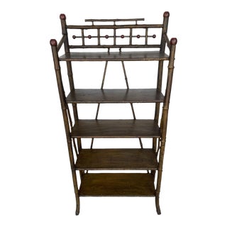 Antique Japanoise Bamboo Etagere Bookcase For Sale