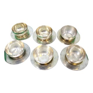 Wash Basins and Plates in Hammered Silver, Set of 6 For Sale