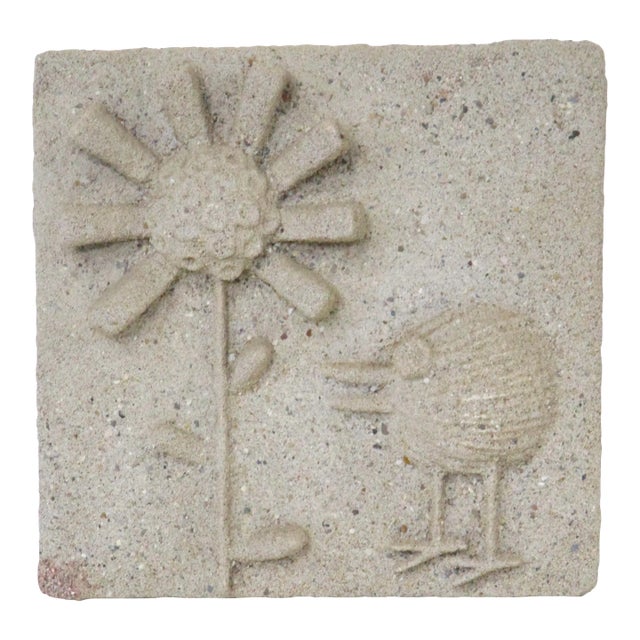 Mid Century Bird Flower Wall Sculpture by Barbara Field For Sale