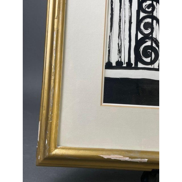 Black 1965 Jordi Curós Original Black-and-White Balcony Scene, Signed & Framed For Sale - Image 8 of 18