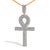 Contemporary Men's 10K Yellow Gold 1.00 Cttw Diamond Ankh Cross Pendant Necklace For Sale - Image 3 of 4