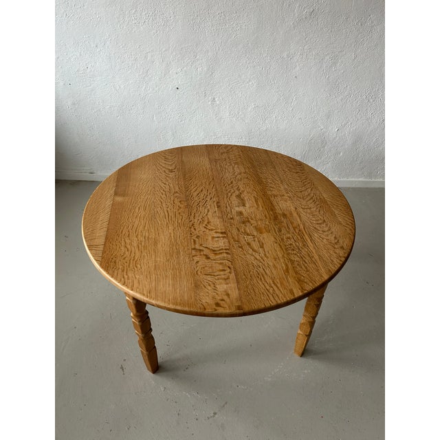 Round Oak Table from Brobyværk Møbelfabrik, Denmark, 1970s For Sale - Image 9 of 11
