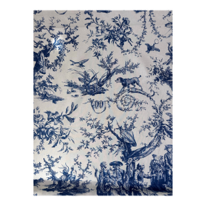 Schumacher Le Couronnement De La Rosiere Bleu Cotton Chintz Fabric 4 1/2 Yards