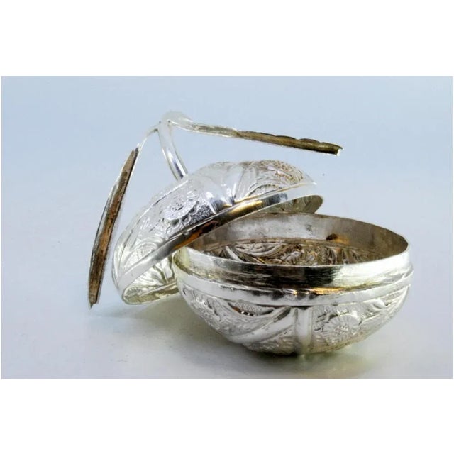 Metal Fruit-Shaped Silver Box For Sale - Image 7 of 8