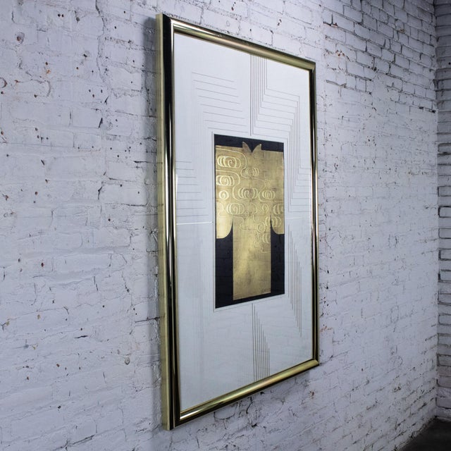 Gold Late 20th Century Art Deco Revival Kinder Harris Large Scale Art Titled “Deco Kimono Ii” Signed Tim Vance For Sale - Image 8 of 18