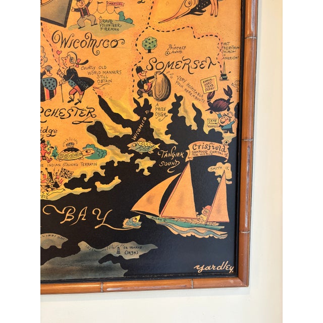 Mid-Century Modern 1950s Richard Yardley Whimsical Pictorial Map of the Eastern Shore For Sale - Image 3 of 3