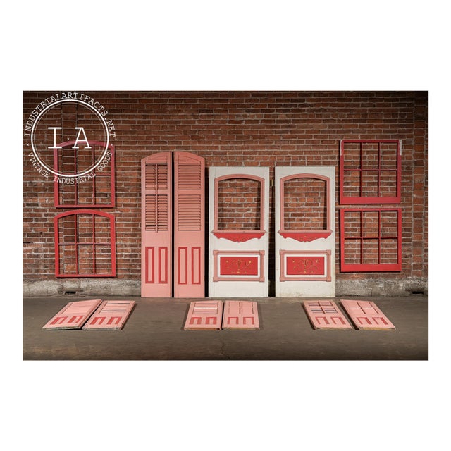 Antique Salvaged New Orleans Architectural Door & Window Panel Set For Sale