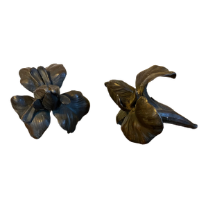Early 20th Century Bronze Flower Sculptures of Irises - A Pair