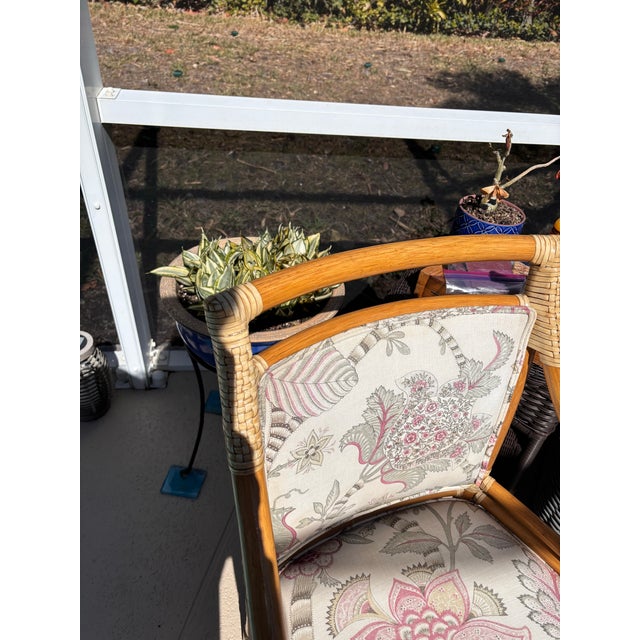 Champagne 10 McGuire Mid 20th Century, Target Back Rattan Chairs. Beautifully, Professionally Restored With 2 Arm Chairs Included For Sale - Image 8 of 12