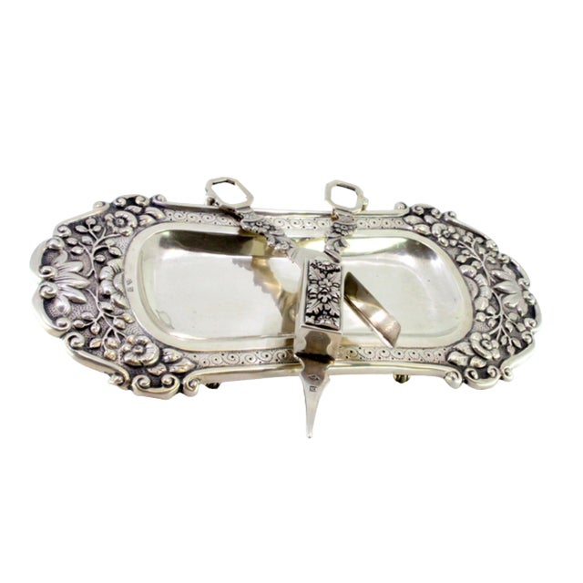 Silver Silver Morrison Tray and Scissors with Revealed Cutouts and Supported by Four Claw-Shaped Feet, Set of 2 For Sale - Image 8 of 8
