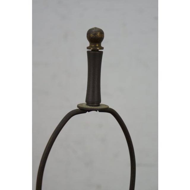 Vintage Rustic Orange Floral Ceramic Decopage Pottery Table Lamp For Sale - Image 4 of 11