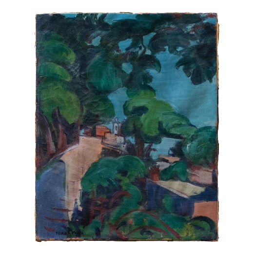 Giulio Turcato, Rome Villa Borghese Garden, Trinità de' Monti, Oil on Canvas For Sale