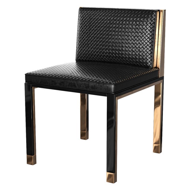 Art Deco "Victoria" Chair With Stainless Steel, Bronze and Woven Leather For Sale - Image 3 of 13