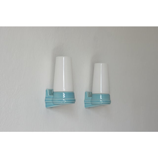 Ceramic Wall Sconces by Sigvard Bernadotte for Ifö, Sweden, 1960s, Set of 2 For Sale - Image 6 of 6