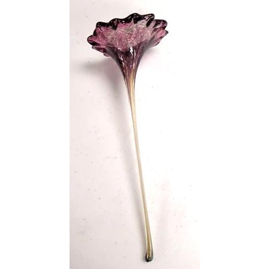 Murano-Style Art Glass Trumpet Lilies in Blue & Amethyst - Mid-Century Modern - Trio For Sale - Image 4 of 6