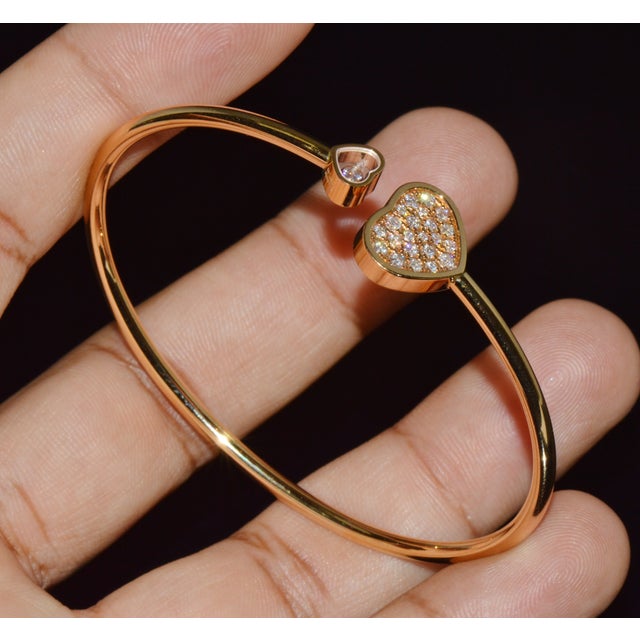 Late 20th Century Authentic Chopard Happy Hearts 0.45ct Diamond Open Bangle Bracelet in 18k Rose Gold For Sale - Image 11 of 18