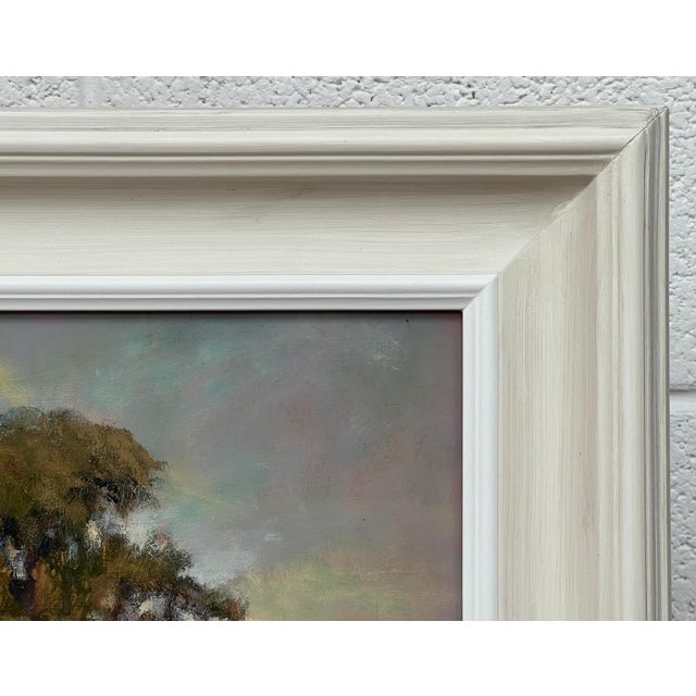 Vintage Impressionist English River Landscape Painting with Flowers & Figures 1985 For Sale - Image 4 of 16