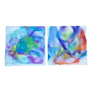 1980’s 2 Original 24x24 Abstract Paintings-A Pair