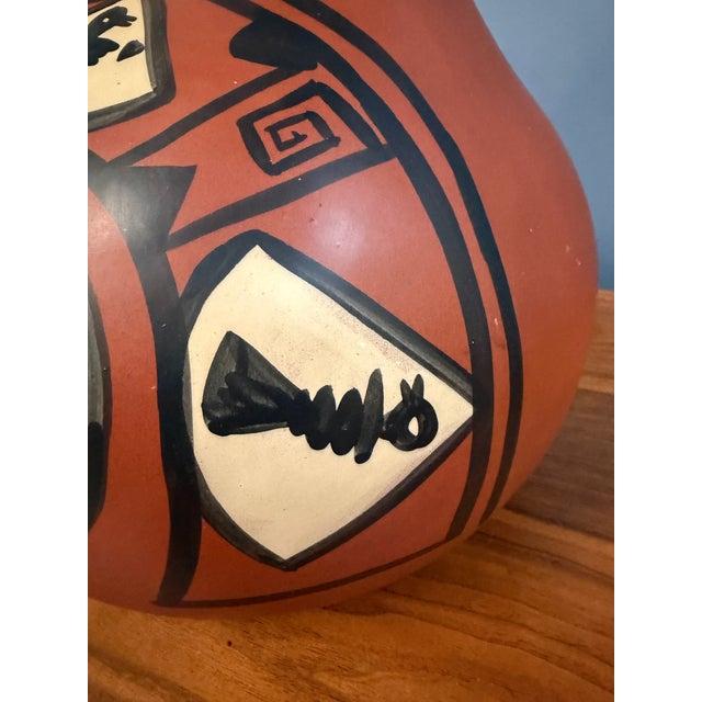 1970s 1970s Southwestern Wedding Vase Pottery Table Lamp — Hand-Painted Terracotta For Sale - Image 5 of 10