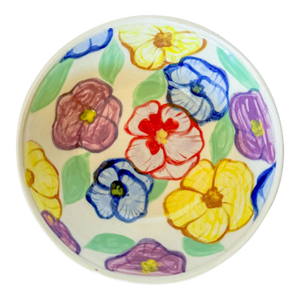 Hand Painted Artisan Studio Pottery Flower Bowl