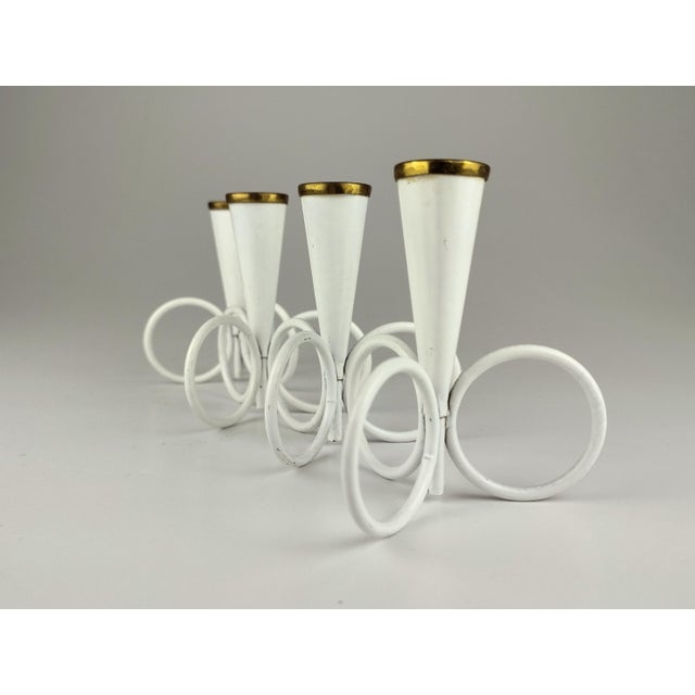 White Candleholders by Gunnar Ander for Ystad-Metall, Sweden, 1950s, Set of 4, in Very Good conditions. Designed 1950 to...