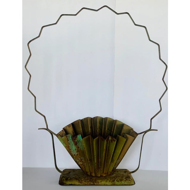 Vintage Metal Flower, Plant Basket Centerpiece For Sale - Image 12 of 12