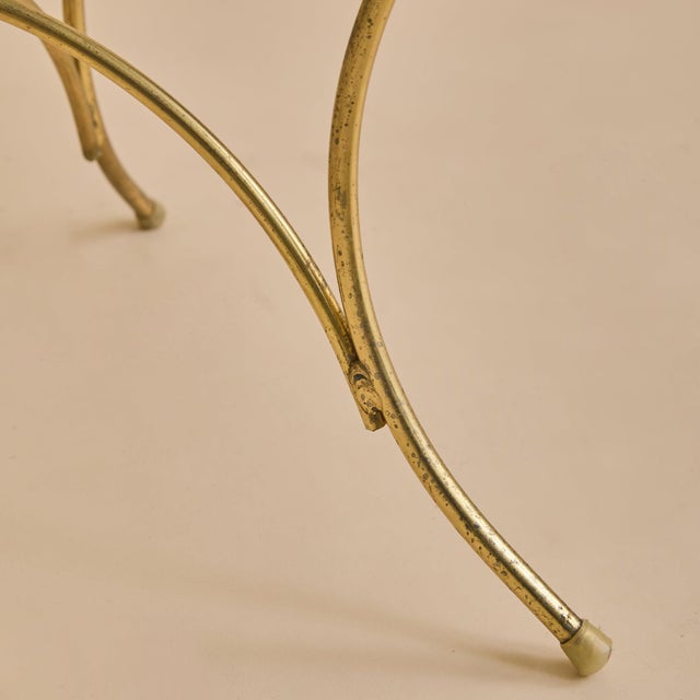 Brass Vintage French Four-Tier Brass + Glass Étagère For Sale - Image 8 of 9