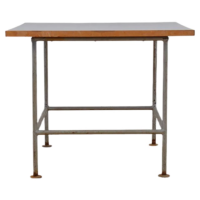 Vintage Metal Side Table with Black Top For Sale