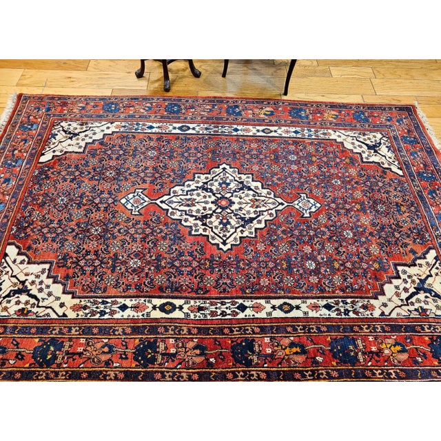 Ruby Red Antique Bidjar Area Rug, Handwoven Wool, Herati Design, 1920s For Sale - Image 8 of 12