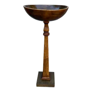 Early 20th Century Turned Wooden Pedestal Bowl Top