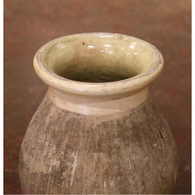 French 19th Century French Provencal Glazed Terracotta Olive Oil Jar From Biot For Sale - Image 3 of 8
