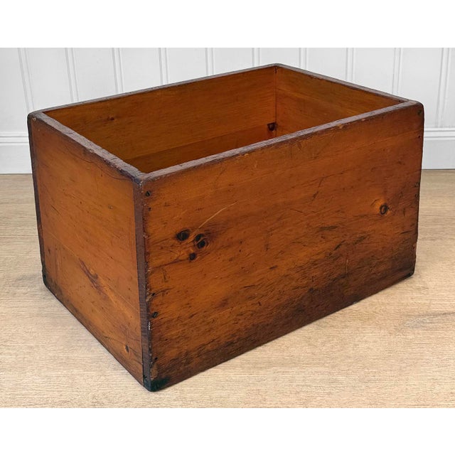 Early 20th Century Antique Farmhouse Pine Open Top Wood Storage Box For Sale - Image 5 of 9