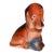 Vintage American Carved and Painted Chalkware Orange Puppy With Blue Bow Figurine For Sale