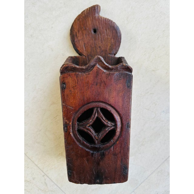 Vintage English Handcarved Rustic Wooden Candle Box For Sale - Image 14 of 14