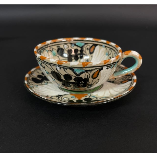 Ceramic Italian Hand-Painted Ceramic Tea Service, 1930s, Set of 7 For Sale - Image 7 of 16