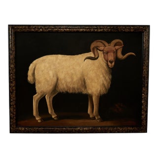 Pair of Large Vintage Paintings of a Ram by Skilling For Sale