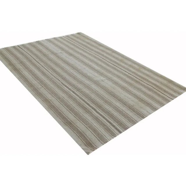 Gray Handwoven Flatweave Handwoven Scandinavian Style Persian Kilim Rug - 5′10″ × 7'10" For Sale - Image 8 of 9