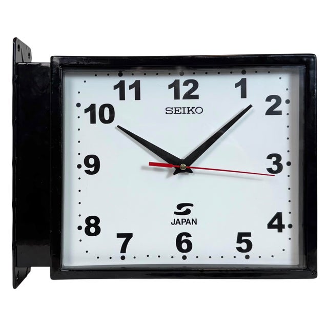 Vintage Black Maritime Double-Sided Wall Clock from Seiko, 1970s