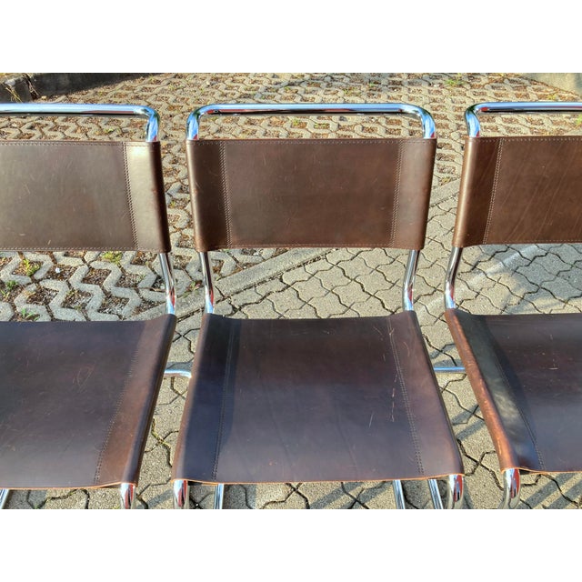 Vintage Cognac Brown S33 Chairs by Mart Stam for Thonet, 2010, Set of 4 For Sale - Image 10 of 18