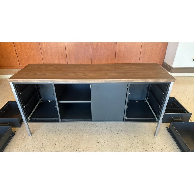 Vintage MCM Black Metal and Chrome Credenza For Sale - Image 11 of 15