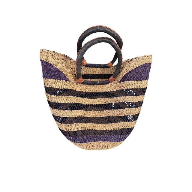 Large African Ghanian Bolga Basket 19" H by 19" W For Sale - Image 4 of 7