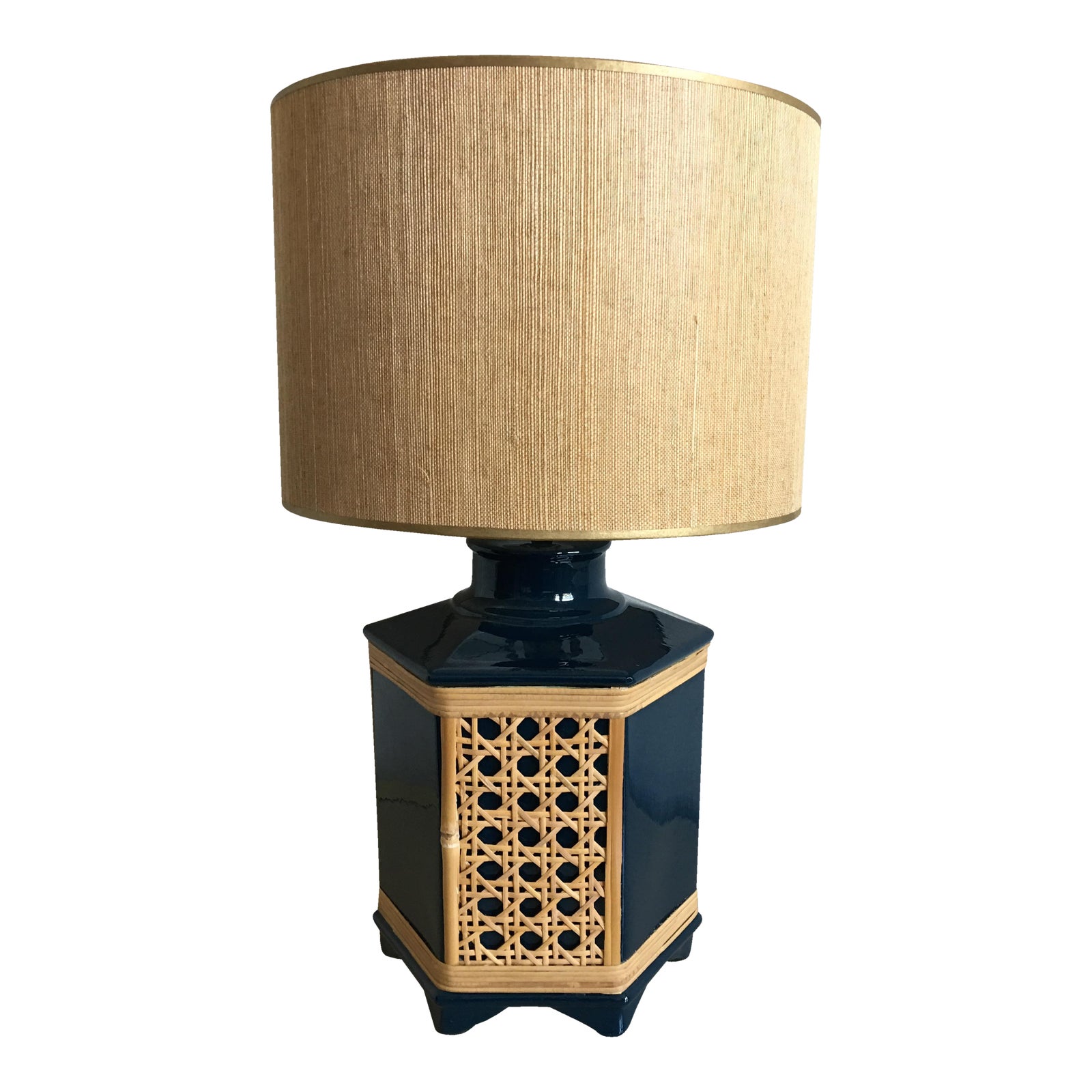 MidCentury Ceramic & Cane Lamp Chairish