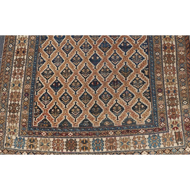 Antique Caucasian Shirvan Rug With Geometric Lattice Tribal Design Pattern For Sale - Image 9 of 14