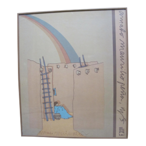 Amado Maurilio Pena Framed Signed Native American Rainbow El Arco Iris Print