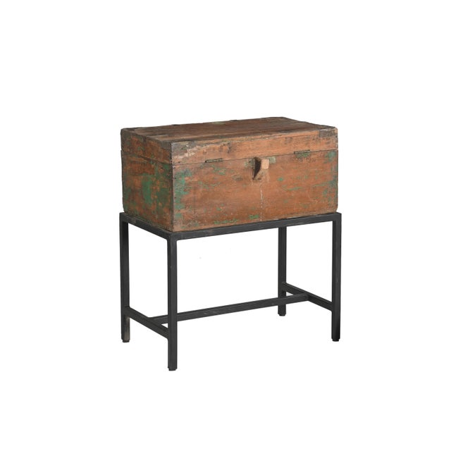 Vintage Anglo-Indian Teakwood Chest on Iron Legs For Sale - Image 4 of 4
