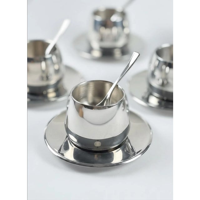 Italian Stainless Steel Espresso Set by AMC Art Design, 1980, Set of 20 For Sale - Image 3 of 7