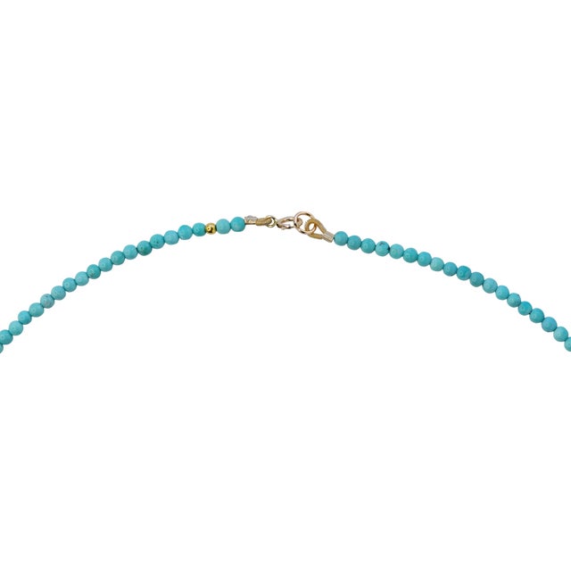 Light Green Tiny Turquoise 14k Gold Necklace For Sale - Image 8 of 9