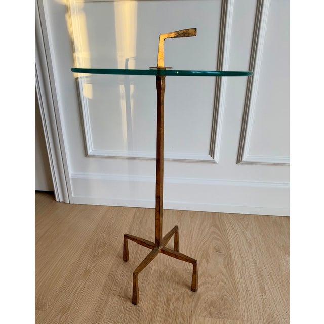 1990s Discontinued Global Views Quad Pod Gold Leaf & Glass Accent Table For Sale - Image 5 of 9