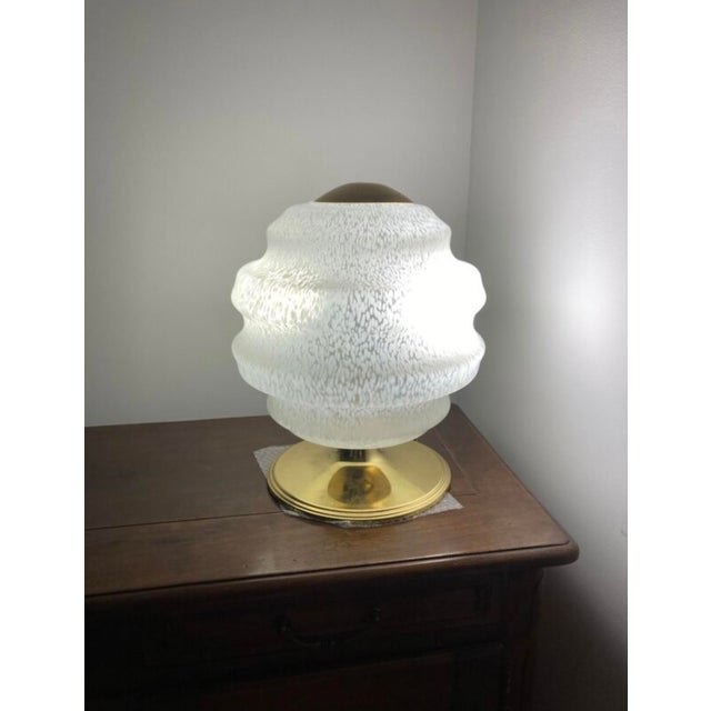 Vintage Table Lamp in Speckled Glass and Brass from Verrerie De Clichy, 1970s For Sale - Image 8 of 13